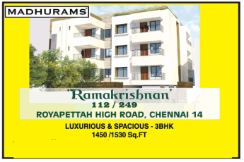 Luxurious and spacious apartment in Madhuram's Ramakrishnan, Chennai